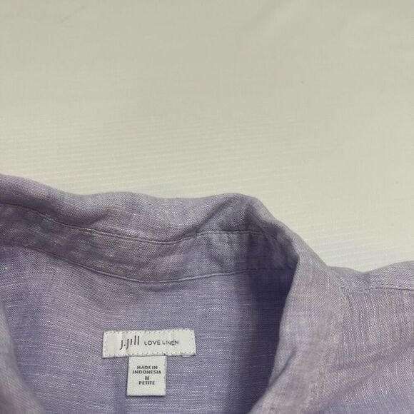 J. Jill Love Linen Lavender Purple Button Up Shirt Size MP Medium - Picture 3 of 10